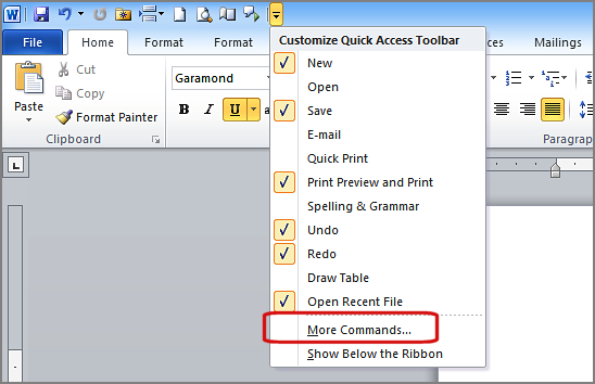 More Commands In Microsoft Word