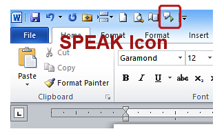 SPEAK Icon in MS Word